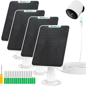 4 Pack 6W Solar Panel for SimpliSafe Outdoor Camera IP65 Weatherproof Solar Panel Charger Compatible with SimpliSafe Camera Solar Panels with Secure Wall Mount 9.8ft Cable 360° Adjustable Bracket