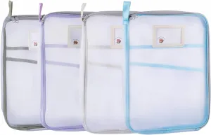 4-Pack Mesh Bags with Zipper – Stationery Folder Organizer Bag Set for School, Office, and Subject Papers – Ideal Document Pouches for Kids and College Students【Without Lanyards】