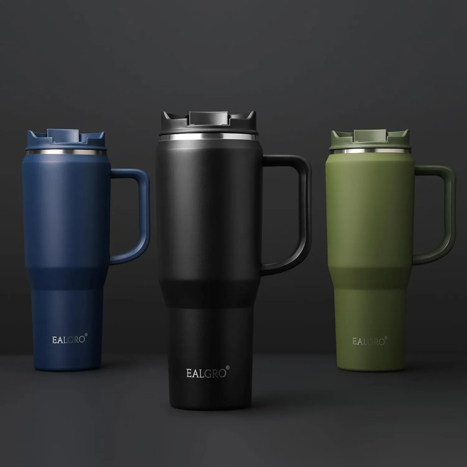 40 oz Tumbler with Handle, Insulated Tumblers with Lid and Straw, Large Metal Sports Water Bottle Jug, Thermal Stainless Steel Travel Coffee Mug Cup, Classic Red
