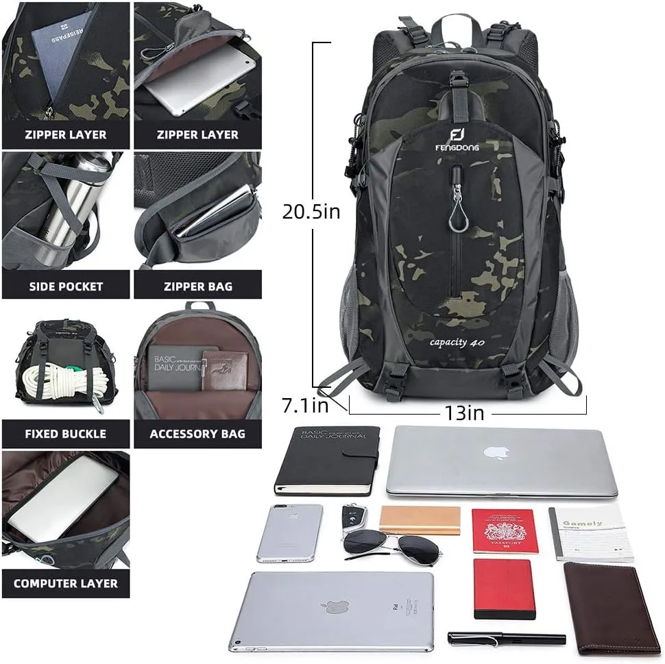 40L Waterproof Lightweight Hiking,Camping,Travel Backpack for Men Women