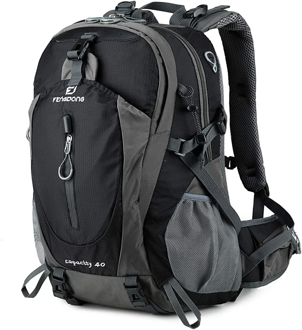 40L Waterproof Lightweight Outdoor Daypack Hiking,Camping,Travel Backpack for Men Women Black
