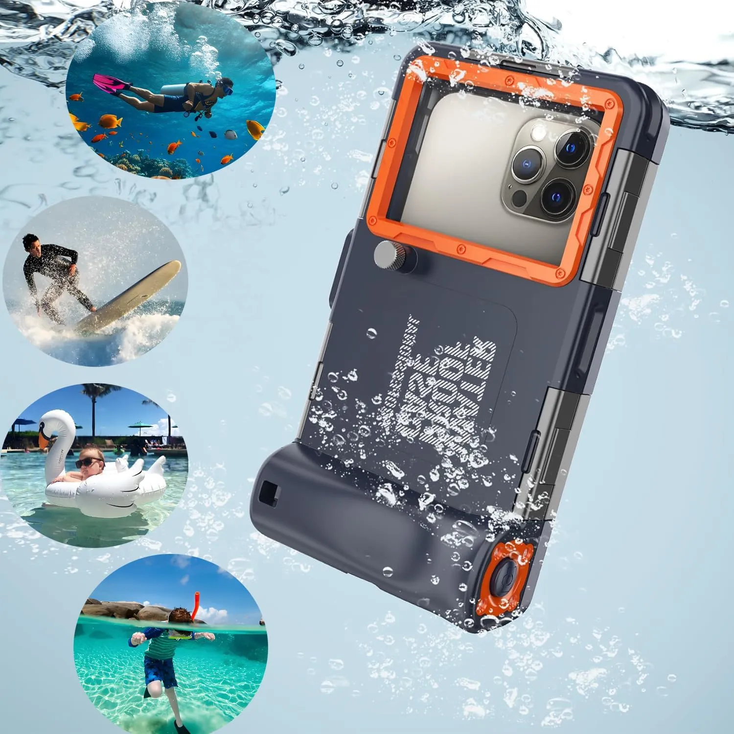𝟐𝟎𝟐5 Underwater Snorkeling Diving Phone Case for Phone 16/15/14/13/12/11 Pro Max/XR/XS/X Galaxy S8/S9/S10.[50ft/15m] Professional Scuba Dive Waterproof Case Underwater Photo Video Blue