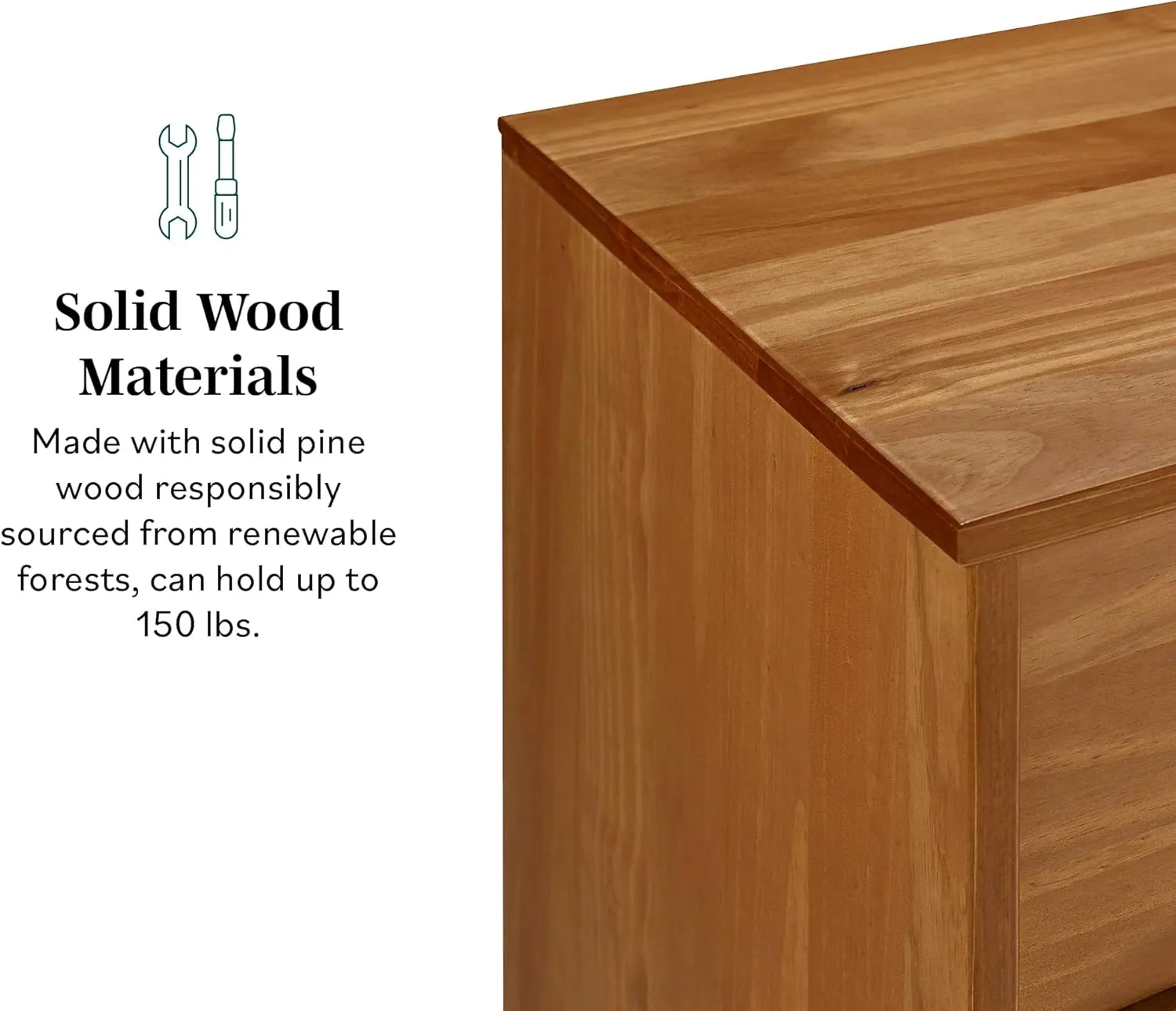 6-Drawer Groove Handle Solid Wood Dresser - Caramel