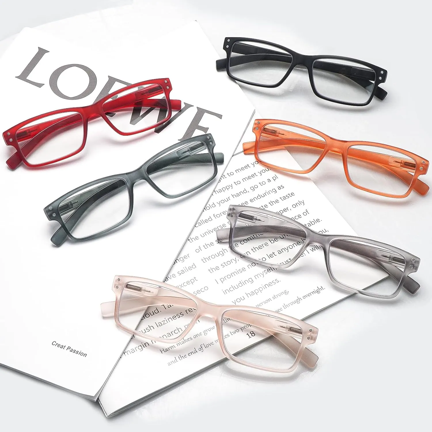 6 Pack Reading Glasses Blue Light Blocking,Spring Hinge Readers for Men Women,Black Frame Anti Glare Eyeglasses