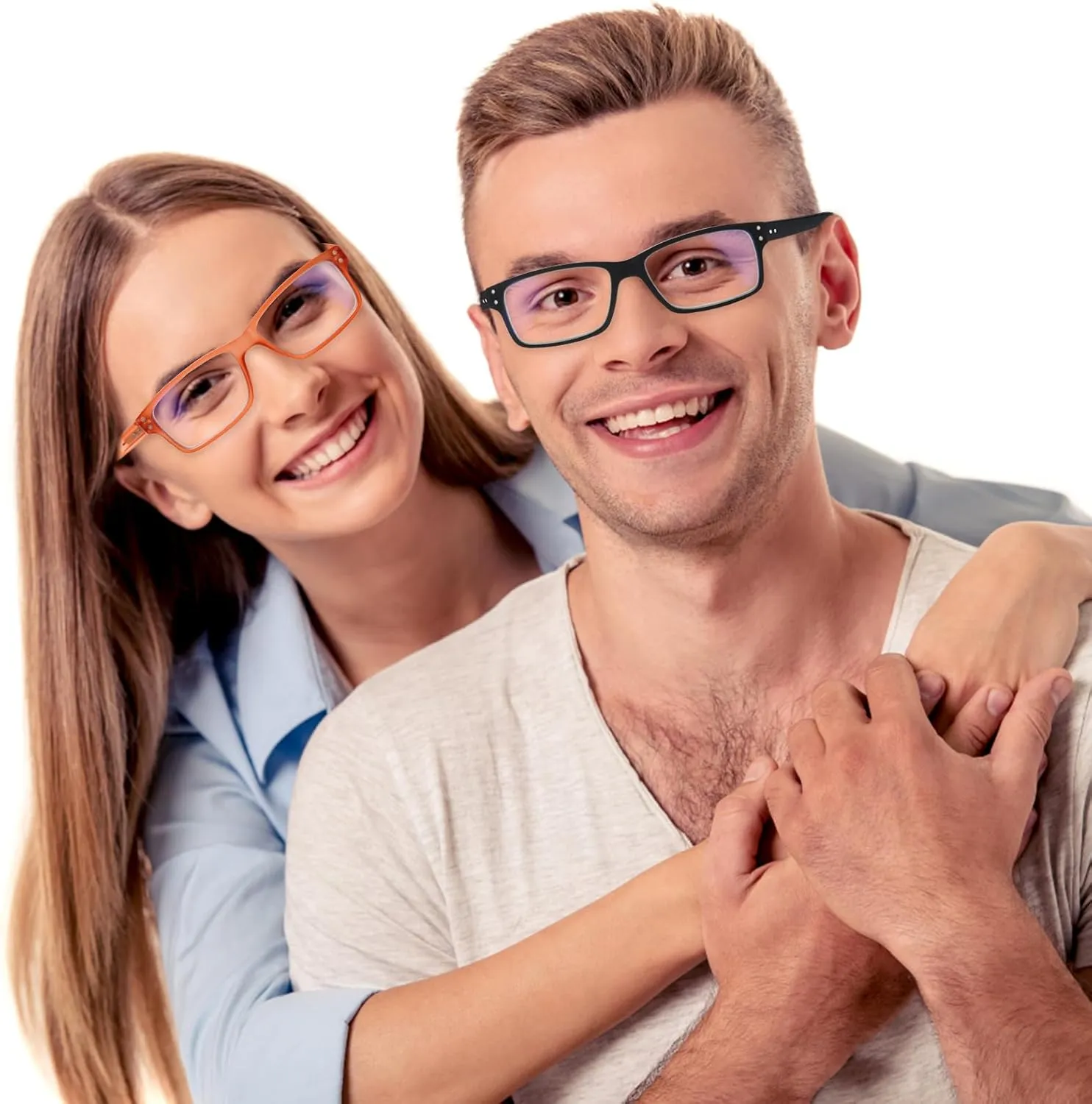 6 Pack Reading Glasses Blue Light Blocking,Spring Hinge Readers for Men Women,Black Frame Anti Glare Eyeglasses