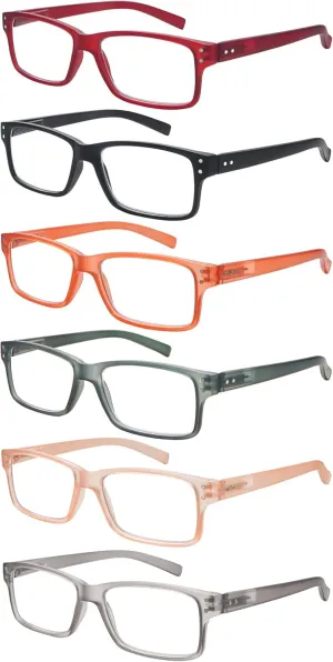6 Pack Reading Glasses Blue Light Blocking,Spring Hinge Readers for Men Women,Black Frame Anti Glare Eyeglasses