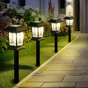 6 Pack Solar Pathway Lights Outdoor IP65 Waterproof,Upgraded 1000mAH Battery,Up to 12Hrs,Auto On/Off Hanging Solar Powered Garden Lights with Hook for Outside,Landscape,Walkway,Yard Lawn Decor