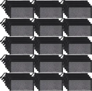 80 Pcs Mesh Zipper Pouch Bulk Multicolor Pencil Storage Pouch Multipurpose Mesh Cosmetics Bags Toiletry Makeup Bags for Office Travel Organization(Black)