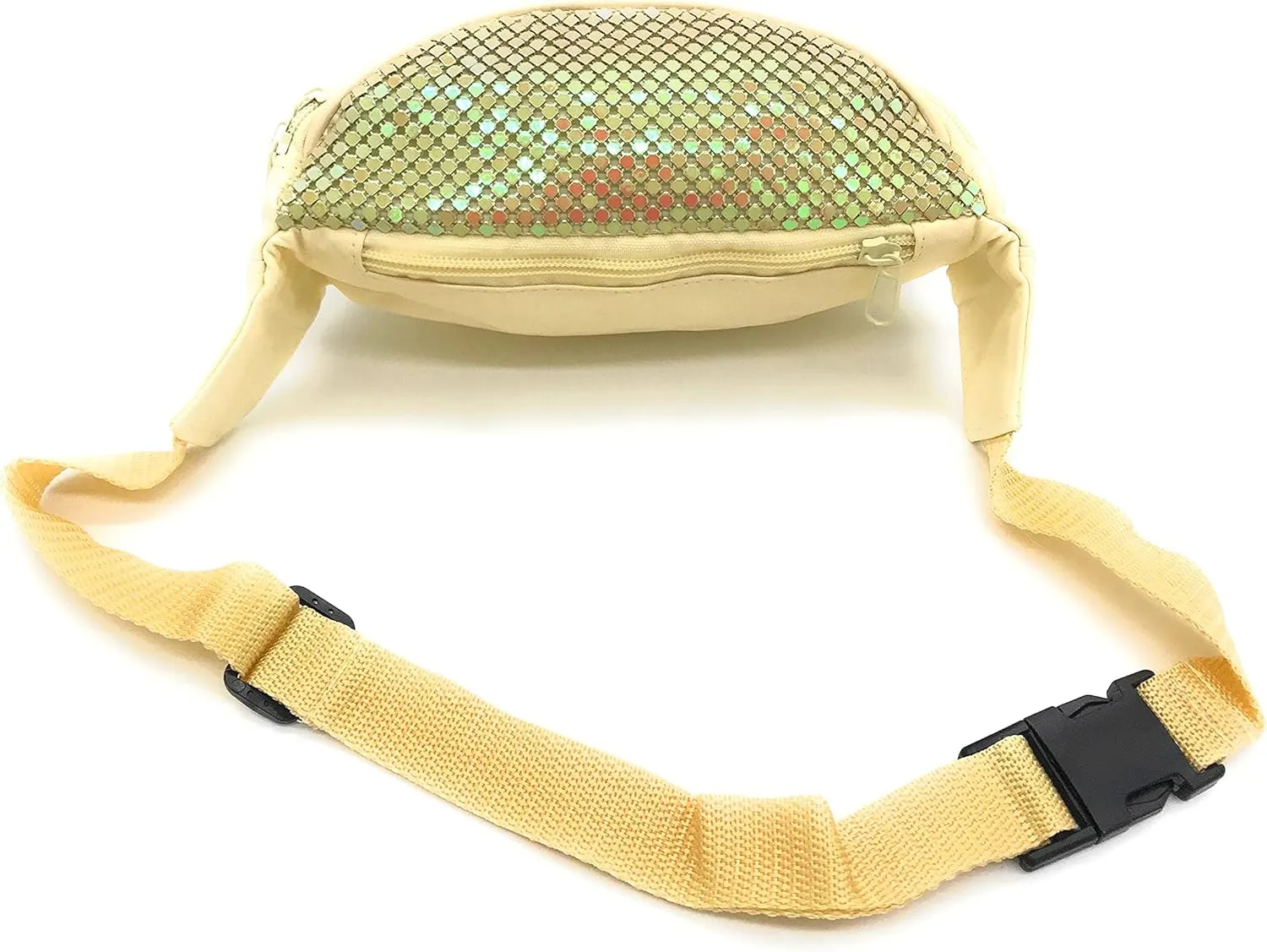 80s 90s Fanny Pack Metal Mesh Bumbag Shiny Rave Waist Bag Adjustable Belt for Festival Party or Daily Use