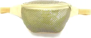 80s 90s Fanny Pack Metal Mesh Bumbag Shiny Rave Waist Bag Adjustable Belt for Festival Party or Daily Use