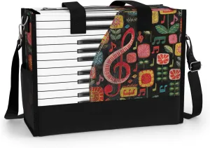 84hoods Large Tote Bag for Women with Pockets and Zipper. Gift for Music Teachers and Piano Lovers.