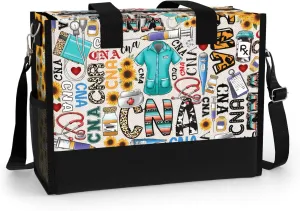 84hoods Large Waterproof Tote Bag with Pockets and Zipper for Travel, Work, Grocery. Gift for CNA.