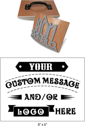 8" x 6" Extra Large Custom Rocker Mount Rubber Stamp with Heavy Duty Metal Handle | Industrial, Laser Engraved Wooden Stamp for Custom Logos