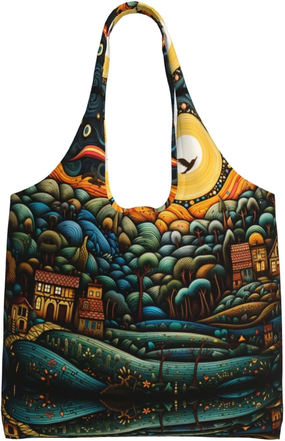 A comic town Handbag, lightweight medium-sized reusable grocery bag, canvas tote bag