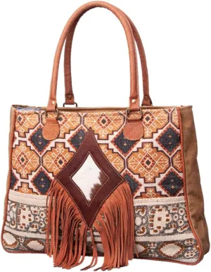 Acid Wash Real Cowhide Leather and Upcycled Canvas Weekender Bag - LB505
