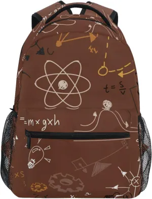 Acpiggto Backpack Math Mathematical Formula Education Number Brown Autumn Daypack Shoulder Bag for Travel Hiking Sports Gym Casual Camping