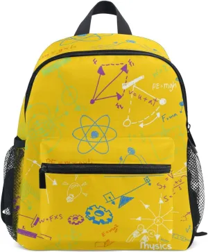 Acpiggto Backpack Small Daypack Shoulder Bag with Name Label Tag Yellow Physics Science Formulas Education Symbol Hand Written Rucksack Bookbag