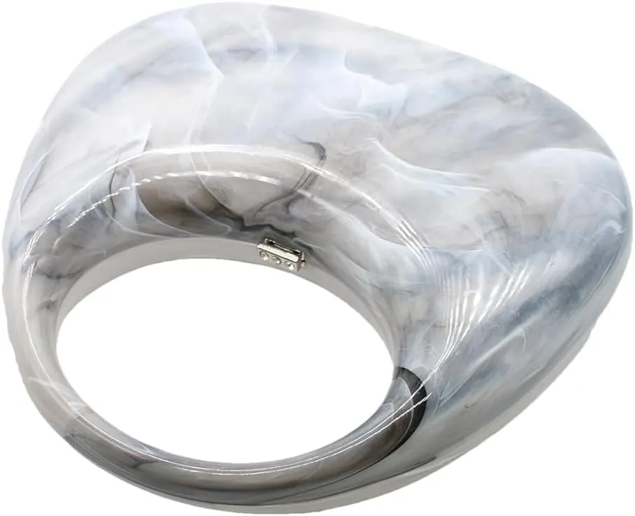 Acrylic Evening Clutch Purse Top-handle Moon Hobo Bag, Elegant Marble Handbag for Wedding Cocktail Party