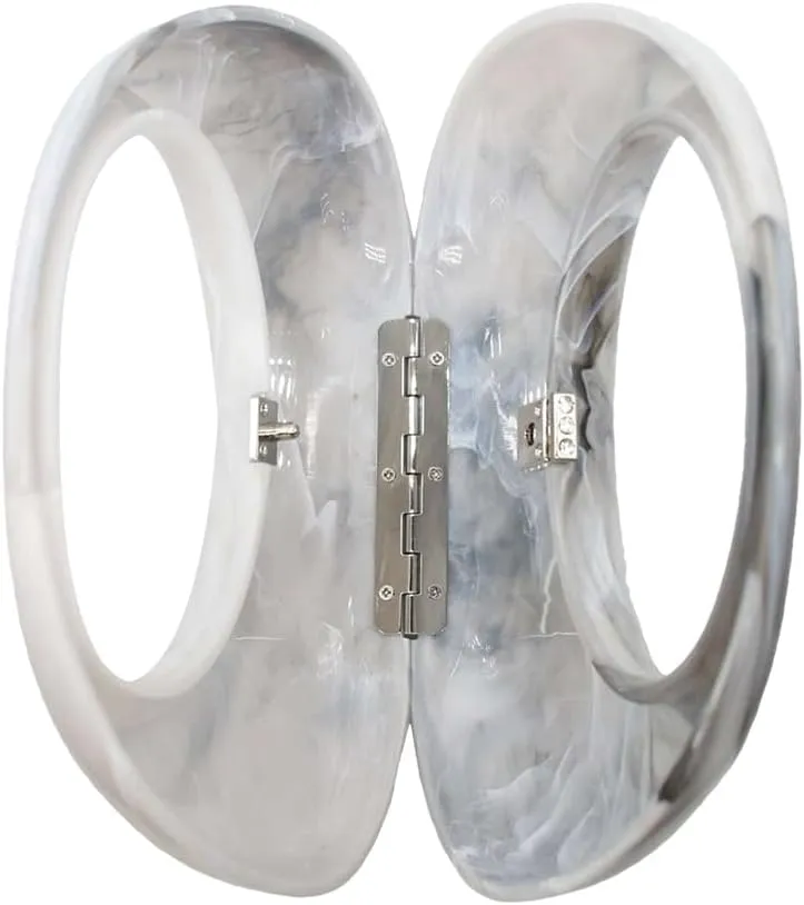 Acrylic Evening Clutch Purse Top-handle Moon Hobo Bag, Elegant Marble Handbag for Wedding Cocktail Party