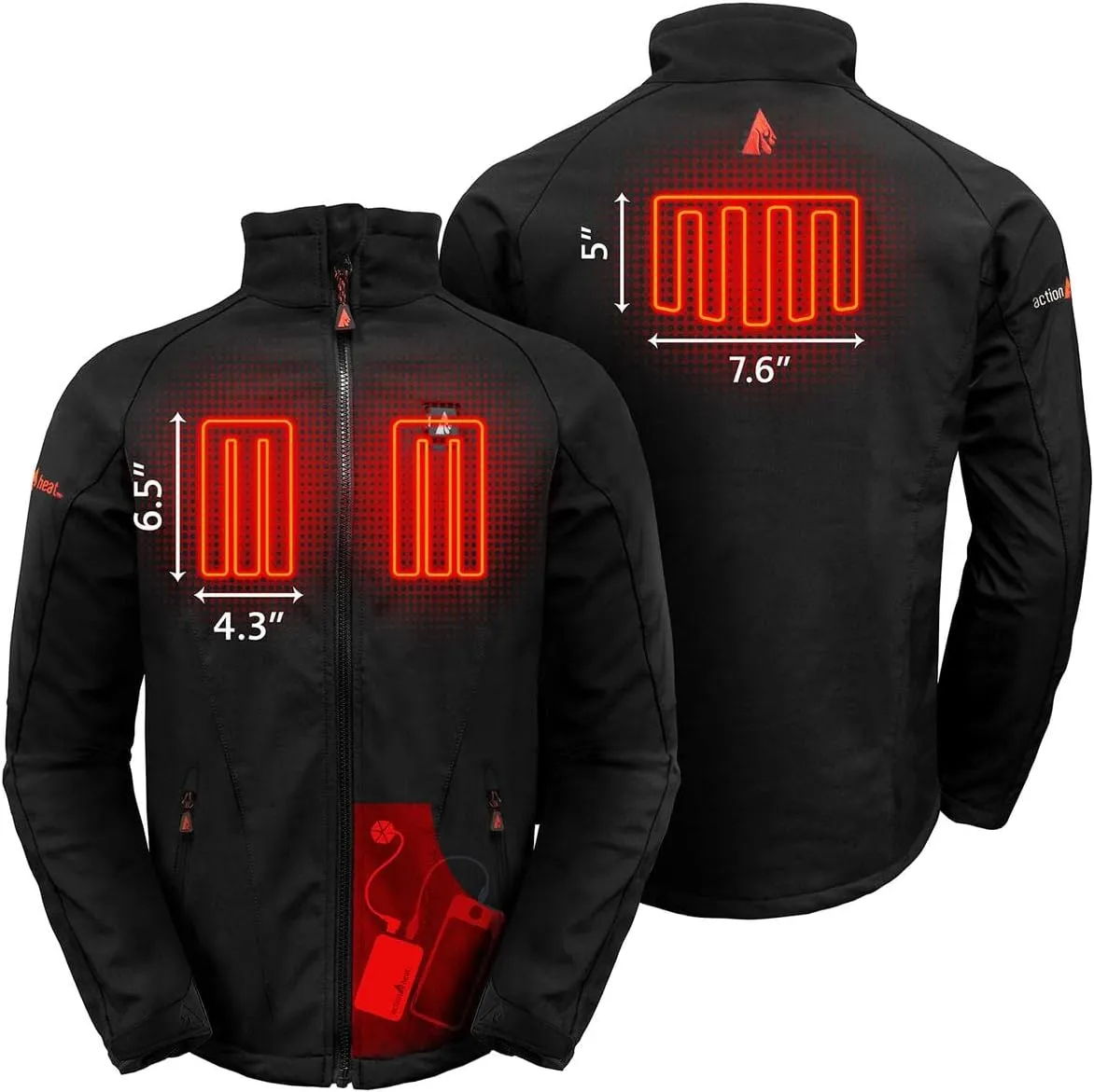 ActionHeat Mens Heated Jacket for Hunters, Skiers, Campers Soft Shell Machine Wash Heats up to 150 Degrees up to 6 Hrs