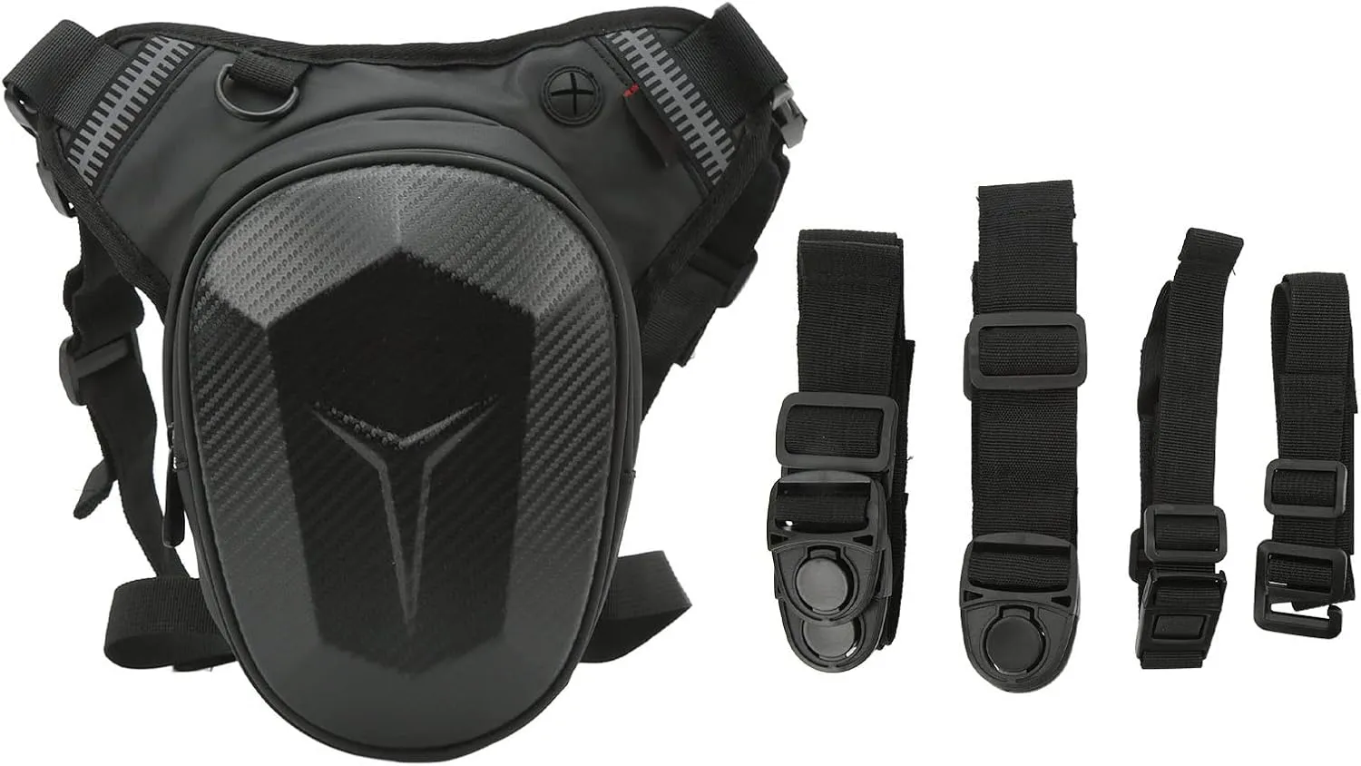 Adjustable Motorcycle Drop Leg Bag Multifunctional Outdoor Thigh Bag Motorcycle with Reflective Strip Water Proof Waist Pack for Outdoor Hiking Traveling Fishing (Carbon Fiber)