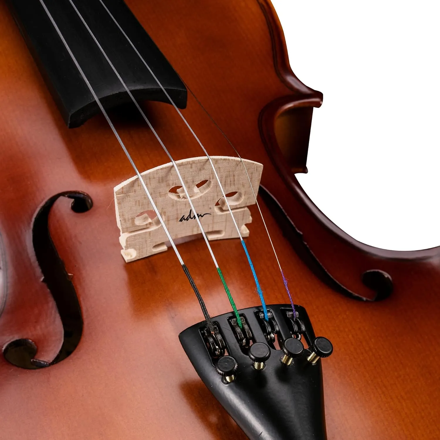 ADM Acoustic Violin for Kids Beginners, 4/4 Full Size Violin Set Solid Wood Ebony for Teens Students Starter Kit with Hard Case, Rosin, Shoulder Rest, Bow, Music Stand, Violin Stand and Strings,Brown