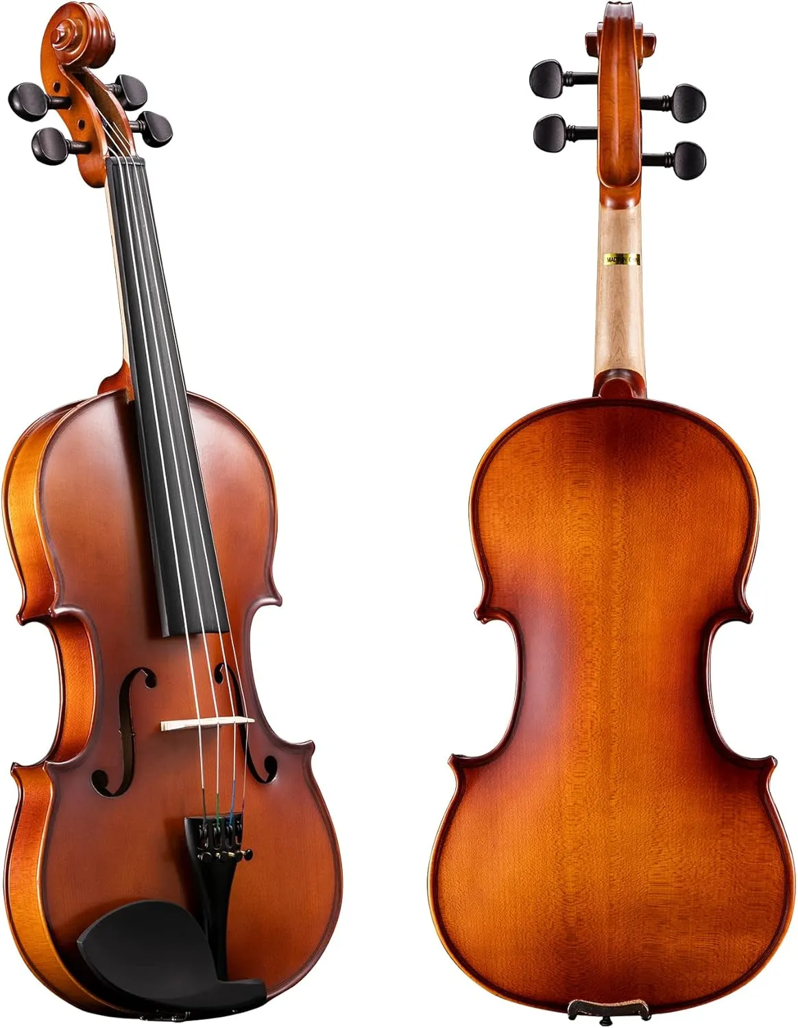 ADM Acoustic Violin for Kids Beginners, 4/4 Full Size Violin Set Solid Wood Ebony for Teens Students Starter Kit with Hard Case, Rosin, Shoulder Rest, Bow, Music Stand, Violin Stand and Strings,Brown