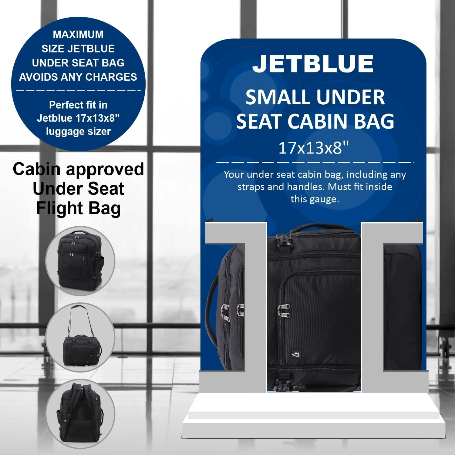 Aerolite 17x13x8” Jetblue Airlines Maximum Size Backpack Eco-Friendly Cabin Luggage Approved Travel Carry On Holdall Lightweight Shoulder Bag Flight Rucksack with YKK Zippers 5 Year Warranty