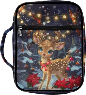 AFPANQZ 3D Deer Bible Bag with Handle Zippered Pocket Bible Cover Bible Bag with Tote Prayer Purse Scratches Resistant Bible Carrying Case