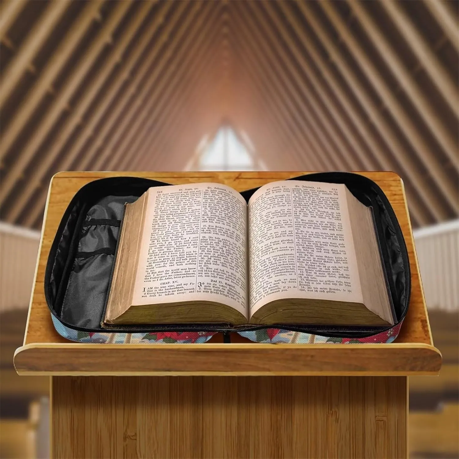 AFPANQZ 3D Deer Bible Bag with Handle Zippered Pocket Bible Cover Bible Bag with Tote Prayer Purse Scratches Resistant Bible Carrying Case