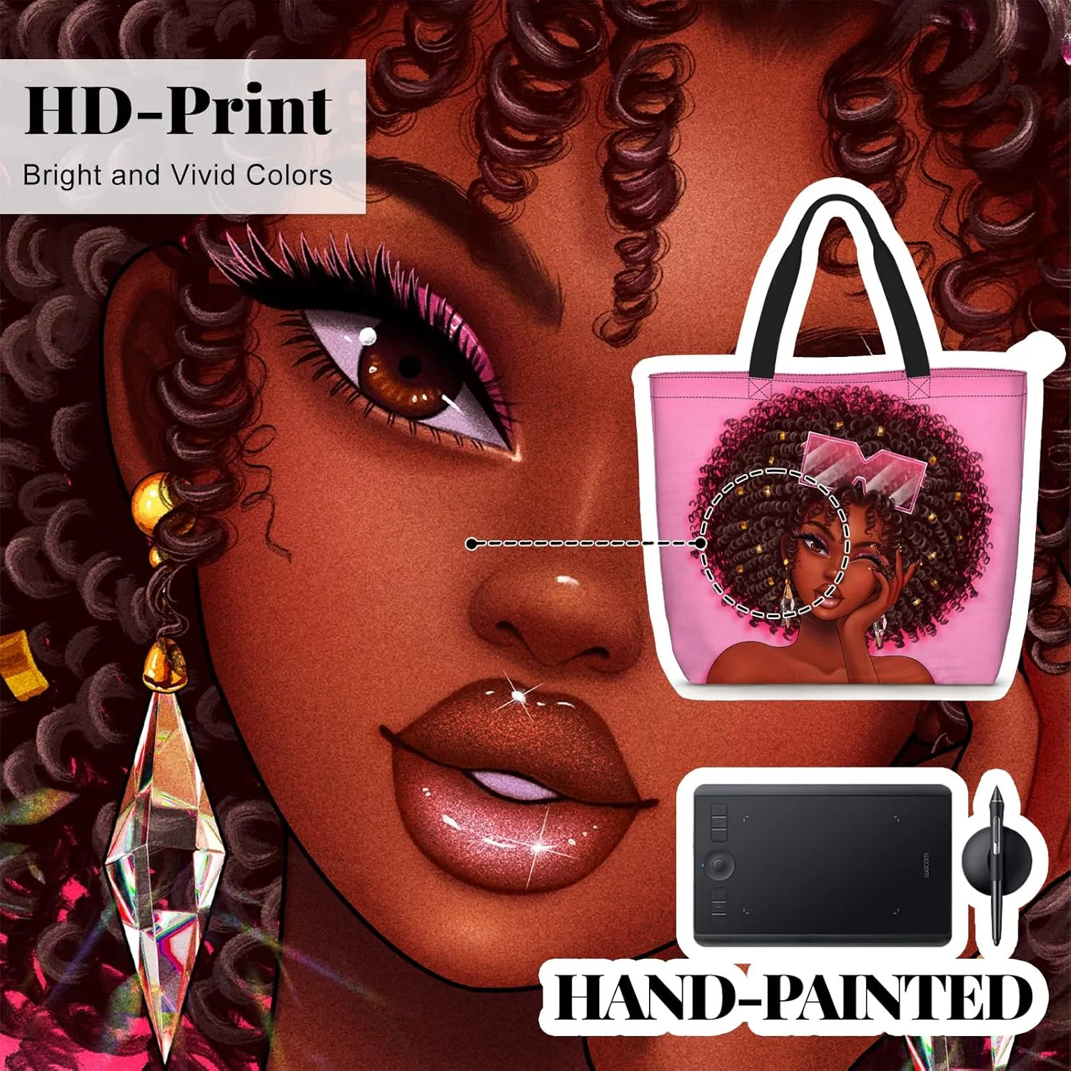 African American Black Women Tote Bag Black Girl Magic Shoulder Handbag For Work Travel Beach Shopping