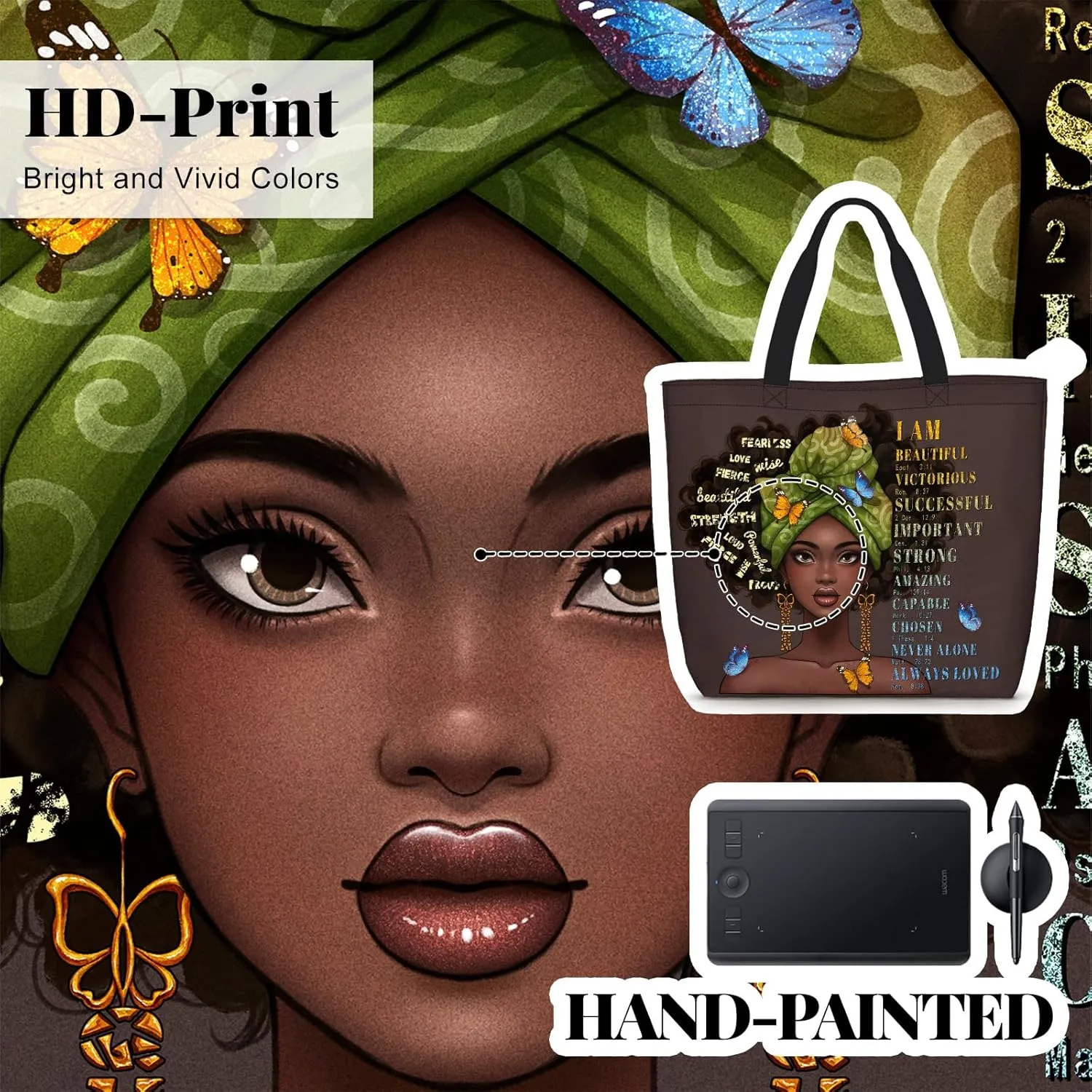 African American Black Women Tote Bag Black Girl Magic Shoulder Handbag For Work Travel Beach Shopping