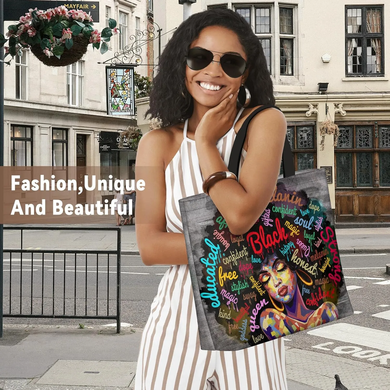 African American Black Women Tote Bag Black Girl Magic Shoulder Handbag For Work Travel Beach Shopping