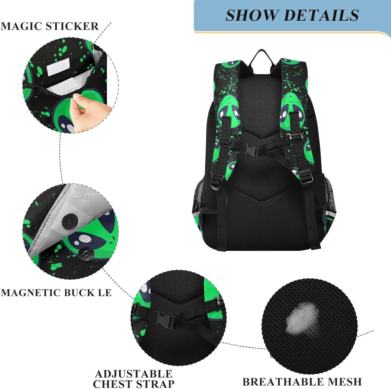 ALAZA Alien Space Doodle Fun Laptop Backpack Purse for Women Men Travel Bag Casual Daypack with Compartment & Multiple Pockets