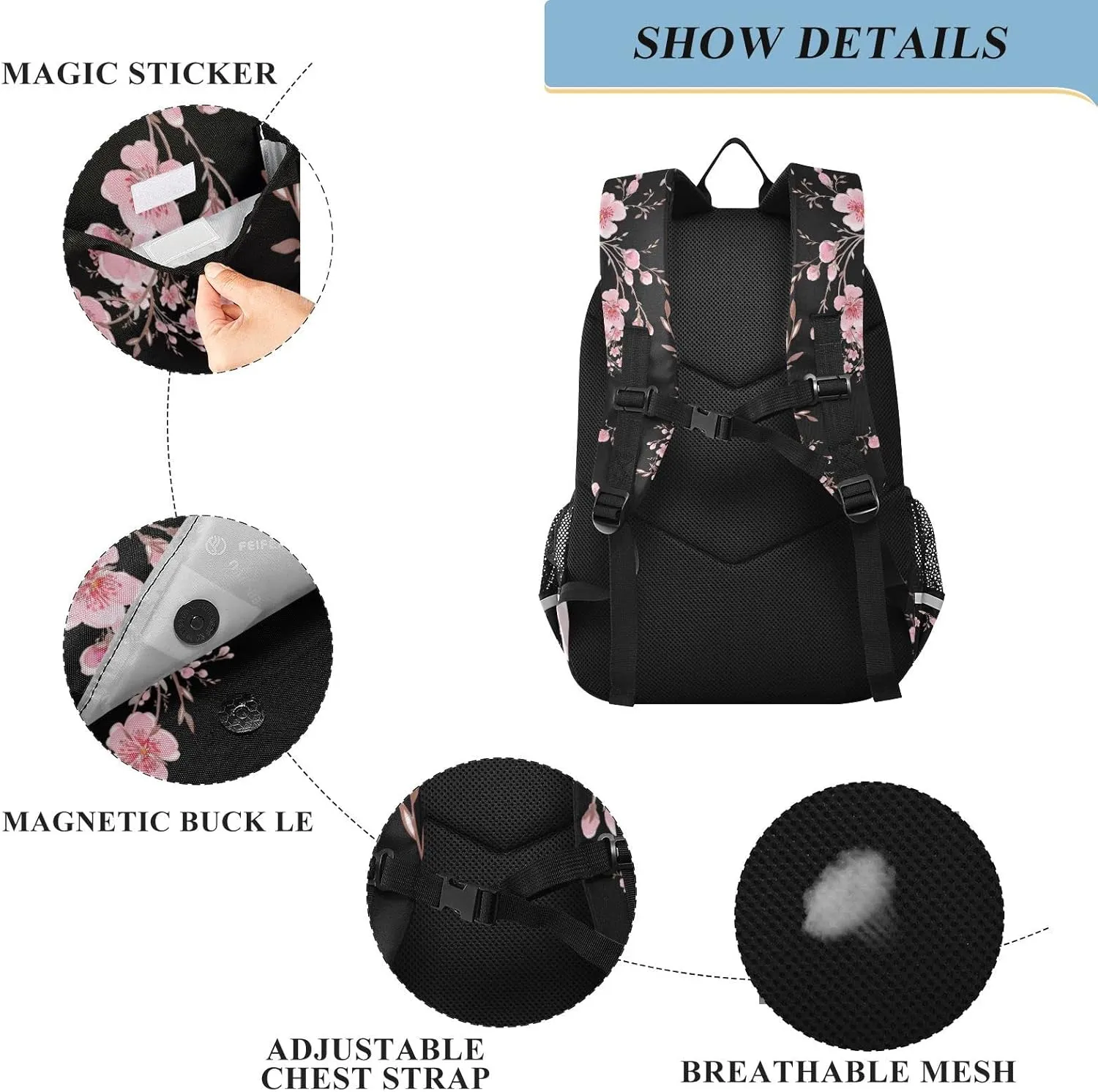 ALAZA Cherry Blossom Sakura Laptop Backpack Purse for Women Men FloralTravel Bag Casual Daypack with Compartment & Multiple Pockets