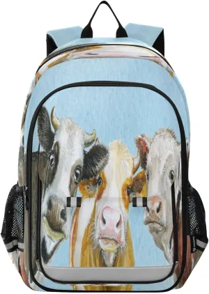 ALAZA Dairy Cow Beef Cute Farm Cattle Calf Vintage Kids Laptop Backpack 17 inch School Bookbag Back Pack Business Computer Bag Casual Daypack
