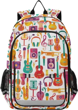 ALAZA Music Notes Musical Instruments Laptop Backpack Purse for Women Men Travel Bag Casual Daypack with Compartment & Multiple Pockets