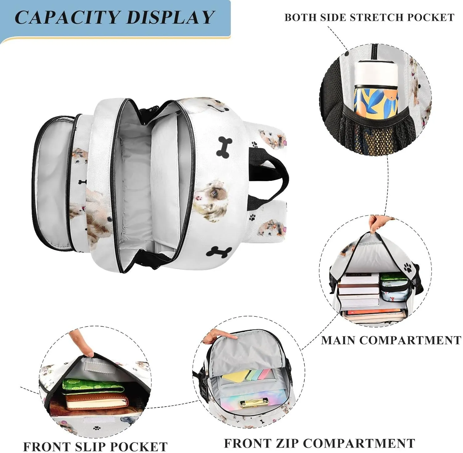 ALAZA Puppy Dog Paw Prints Animal Laptop Backpack Purse for Women Men Travel Bag Casual Daypack with Compartment & Multiple Pockets