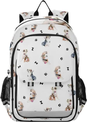 ALAZA Puppy Dog Paw Prints Animal Laptop Backpack Purse for Women Men Travel Bag Casual Daypack with Compartment & Multiple Pockets