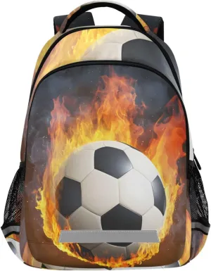 ALAZA Teens School Backpack Football Ignites Fire Laptop Backpack with Reflective Strap, Travel Backpack Casual Daypack for Elementary Primary middle Bookbag