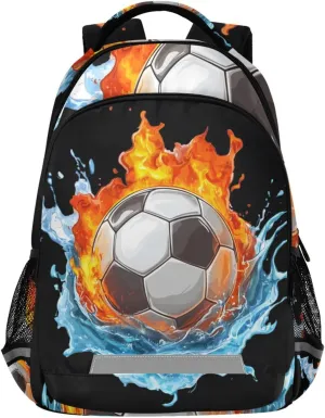 ALAZA Teens School Backpack Football Water and Fire Collide Laptop Backpack with Reflective Strap, Travel Backpack Casual Daypack for Elementary Primary middle Bookbag