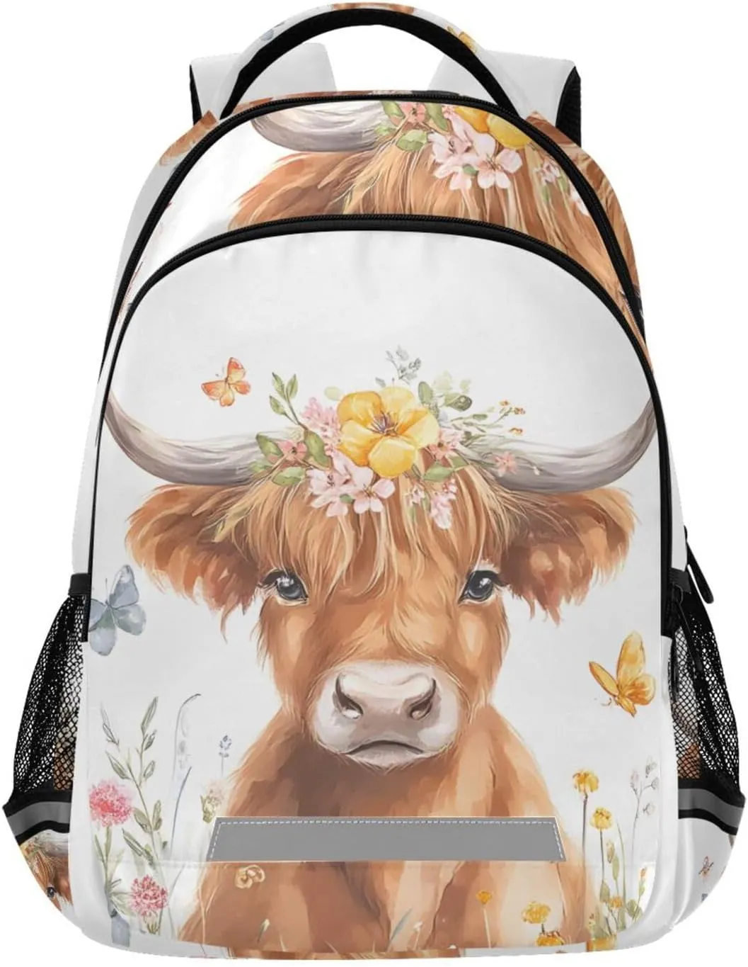 ALAZA Teens School Backpack Highland Cattle Laptop Backpack with Reflective Strap, Travel Backpack Casual Daypack for Elementary Primary middle Bookbag