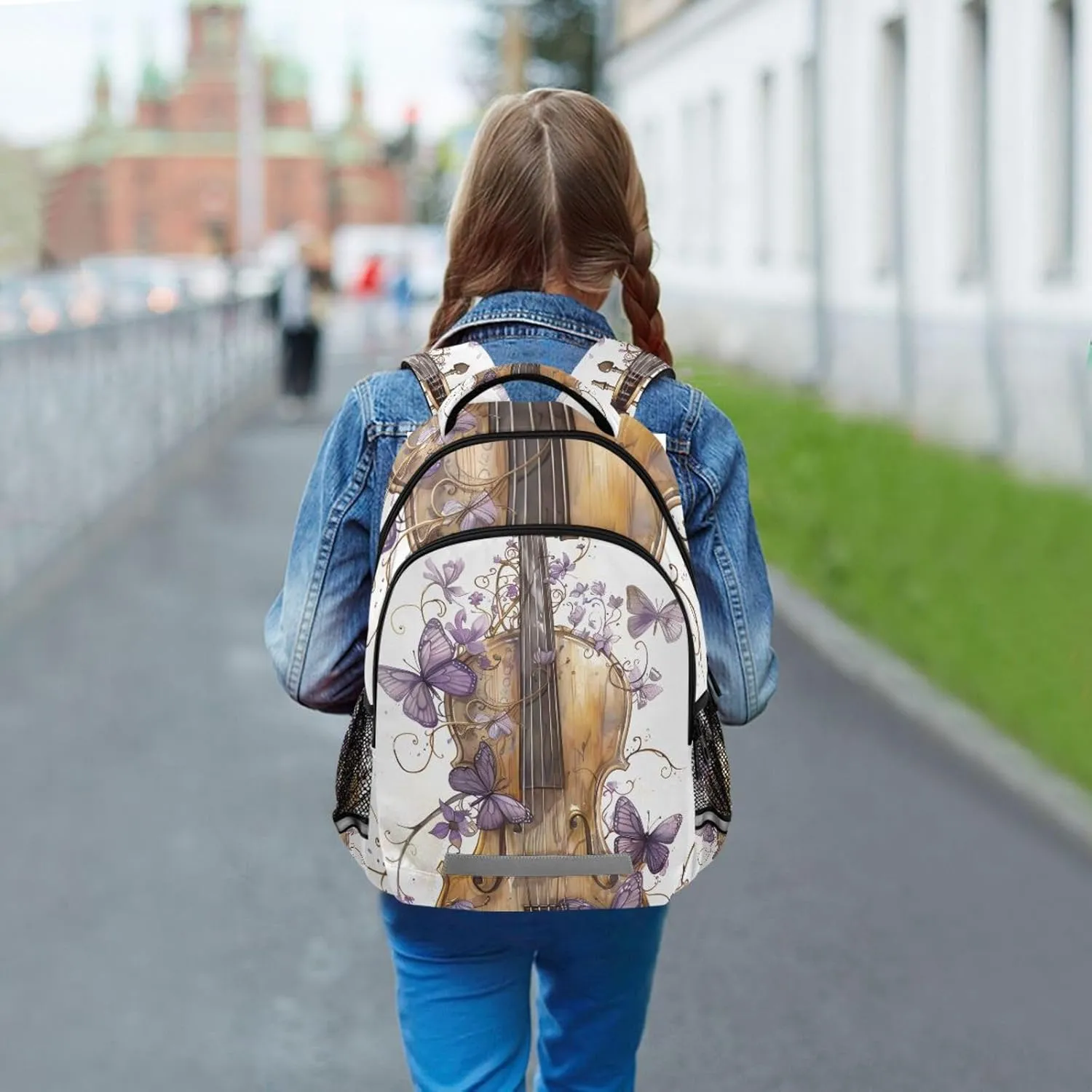ALAZA Violin Butterfly Music Backpacks for Girls Boys Elementary School Bag Kids Bookbag Personalized Laptop Travel Daypack Students Rucksack