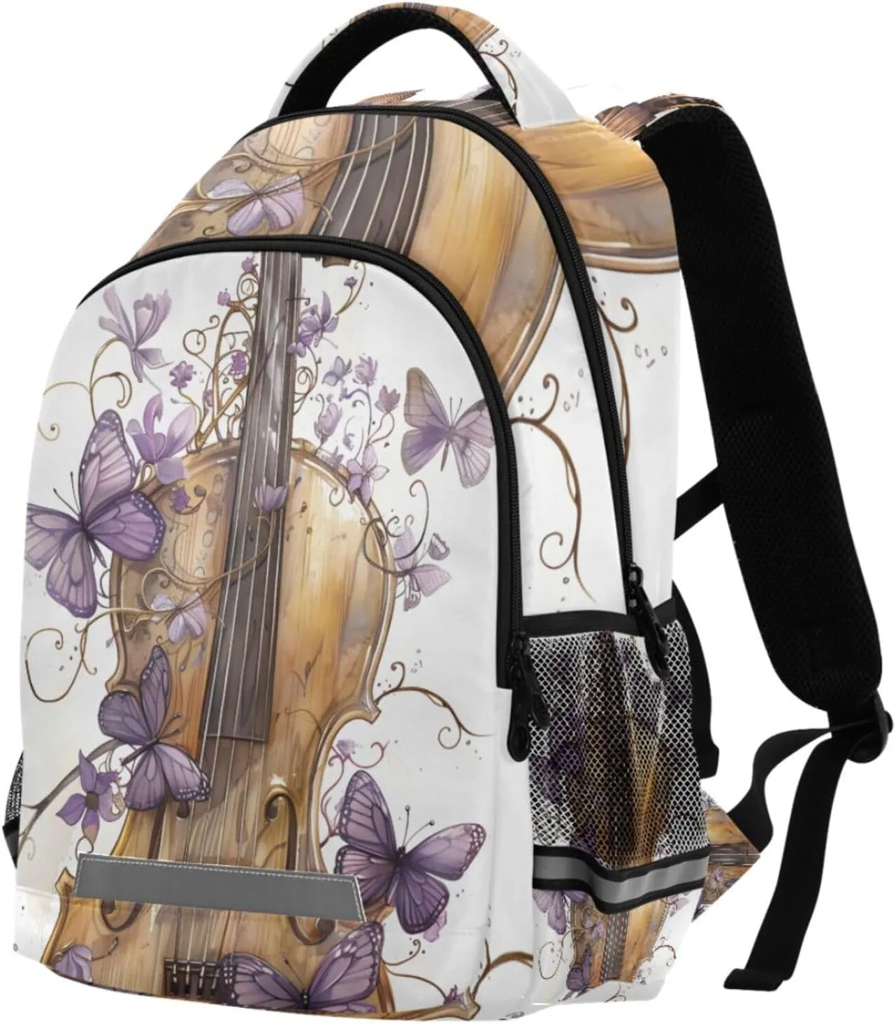 ALAZA Violin Butterfly Music Backpacks for Girls Boys Elementary School Bag Kids Bookbag Personalized Laptop Travel Daypack Students Rucksack