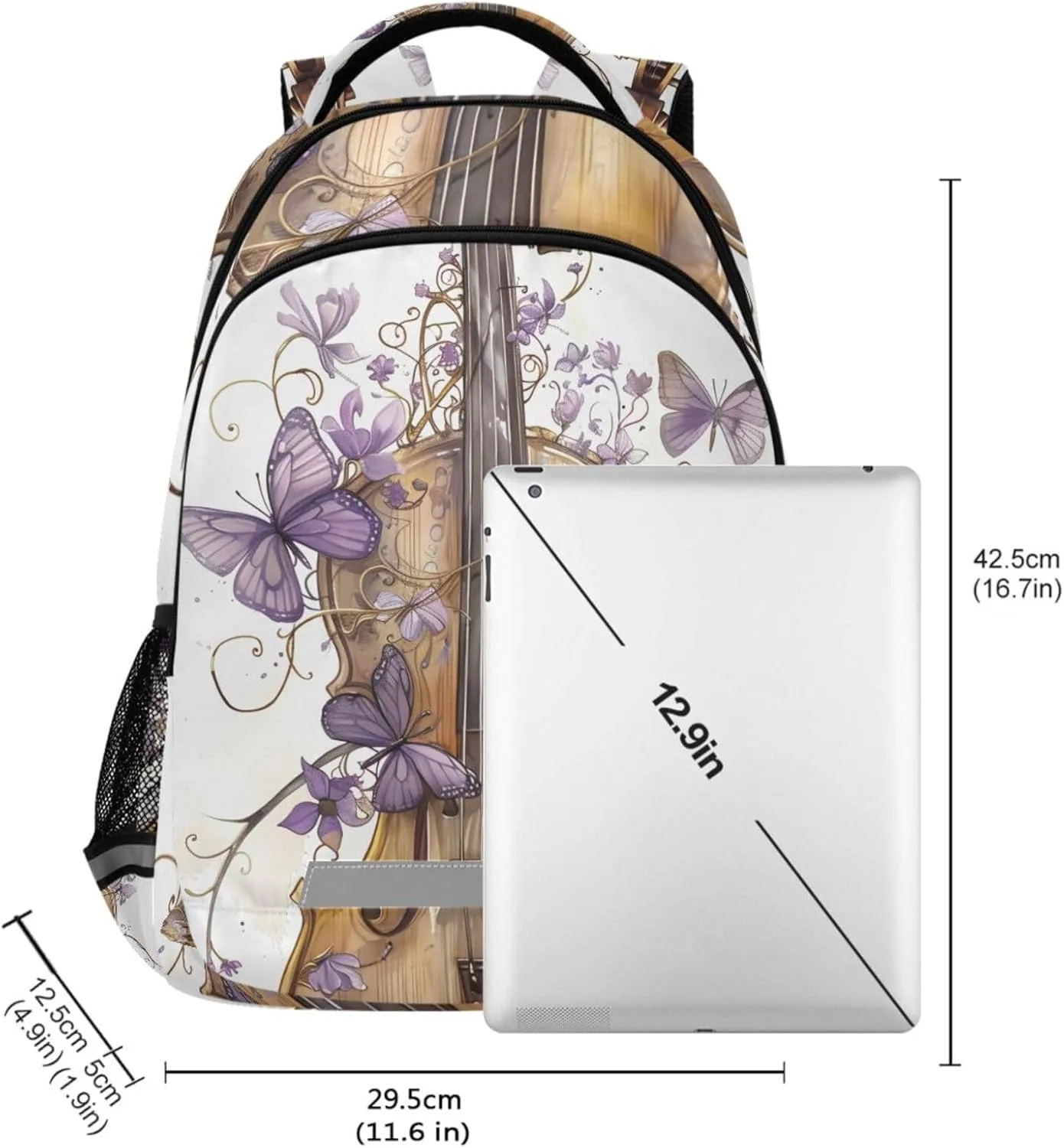 ALAZA Violin Butterfly Music Backpacks for Girls Boys Elementary School Bag Kids Bookbag Personalized Laptop Travel Daypack Students Rucksack