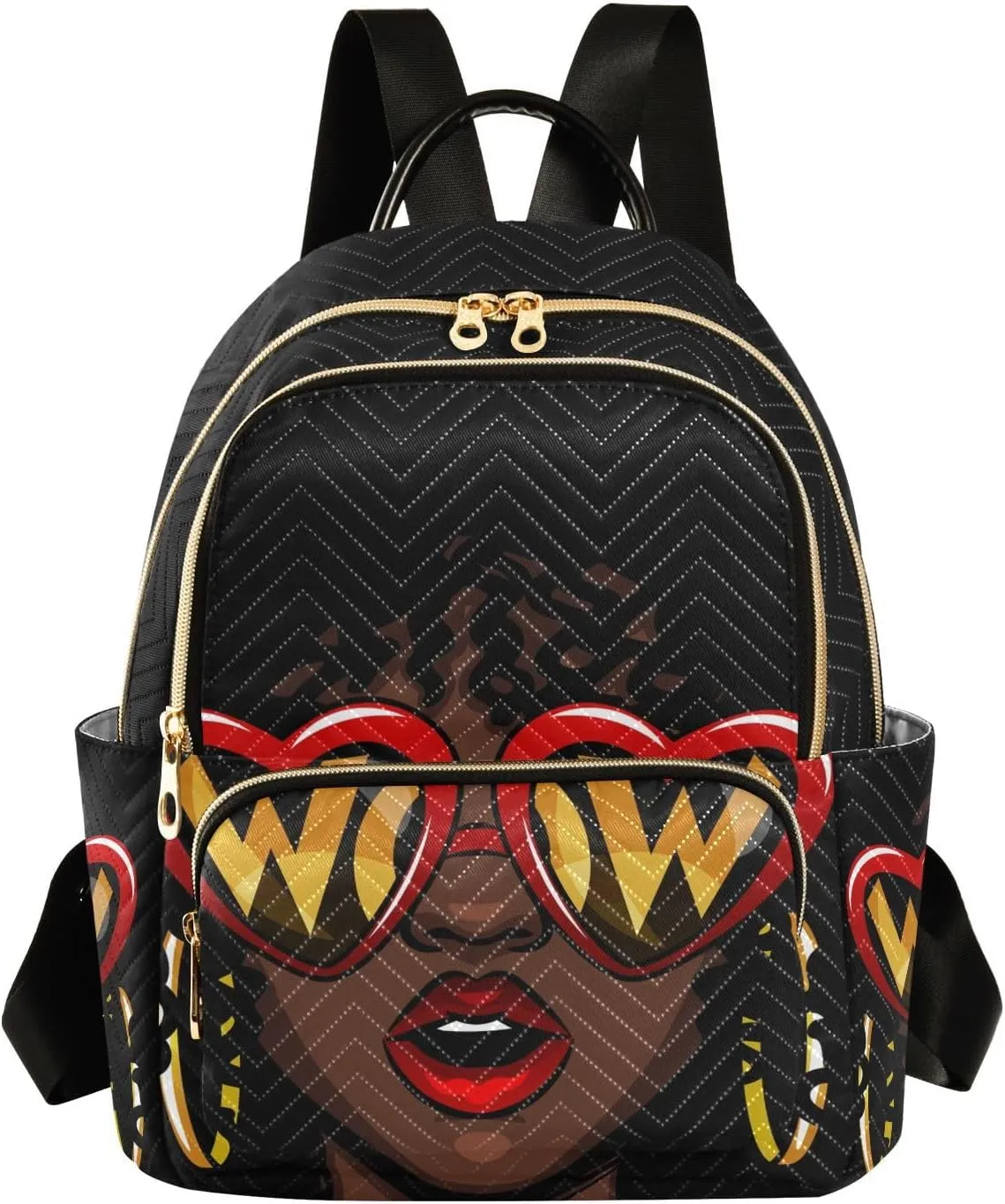 ALAZA Women Mini Backpack Purse Bag Lightweight Casual Daily Travel Backpack Afro American Woman Back Pack Fashion Multipurpose Shoulder Bag,M