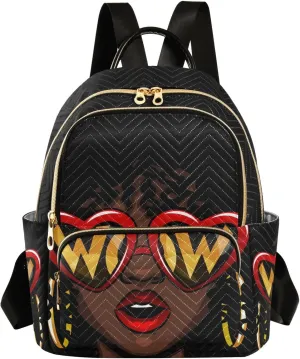 ALAZA Women Mini Backpack Purse Bag Lightweight Casual Daily Travel Backpack Afro American Woman Back Pack Fashion Multipurpose Shoulder Bag,M