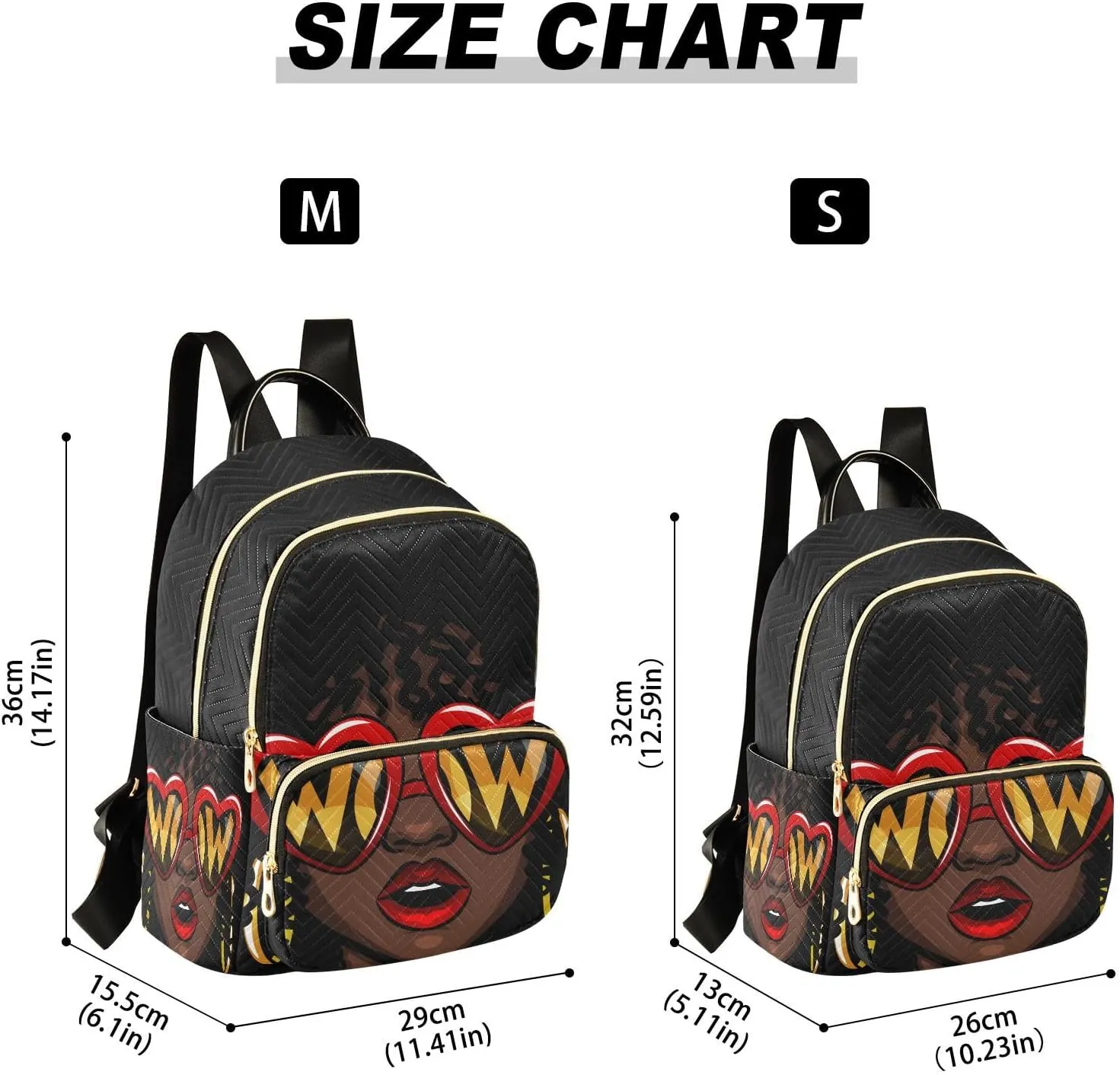 ALAZA Women Mini Backpack Purse Bag Lightweight Casual Daily Travel Backpack Afro American Woman Back Pack Fashion Multipurpose Shoulder Bag,M