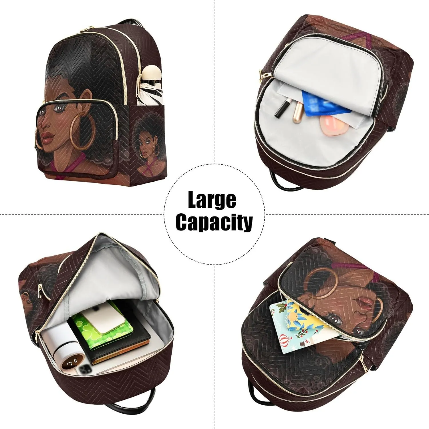 ALAZA Women Mini Backpack Purse Bag Lightweight Casual Daily Travel Backpack Beautiful African American Girl Back Pack Fashion Multipurpose Shoulder Bag,M