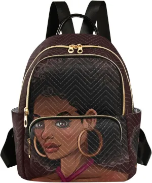 ALAZA Women Mini Backpack Purse Bag Lightweight Casual Daily Travel Backpack Beautiful African American Girl Back Pack Fashion Multipurpose Shoulder Bag,M